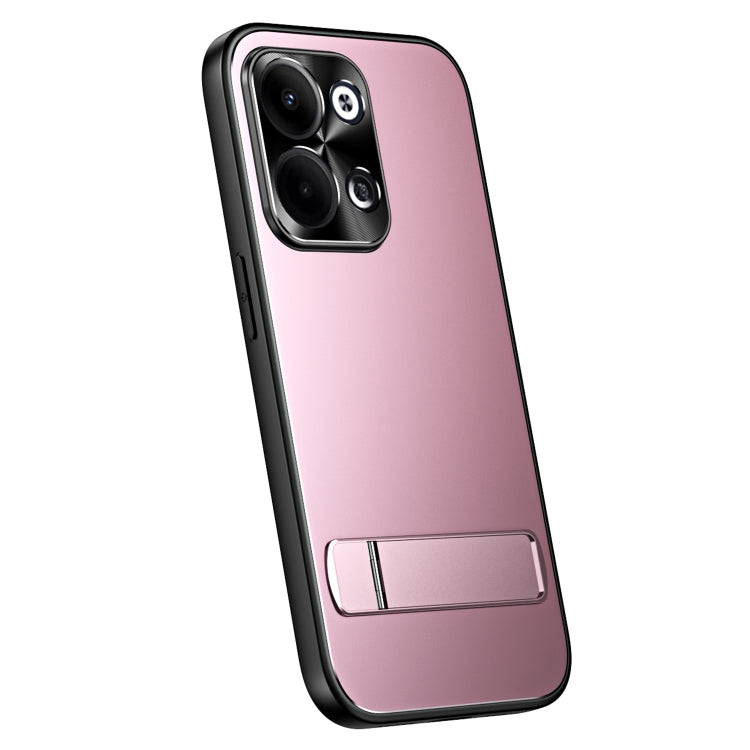 For OPPO Reno9 / Reno9 Pro R-JUST RJ-61 Electroplating Frosted TPU + PC Phone Case with Holder(Pink) - OPPO Cases by R-JUST | Online Shopping South Africa | PMC TechLife | Buy Now Pay Later Mobicred