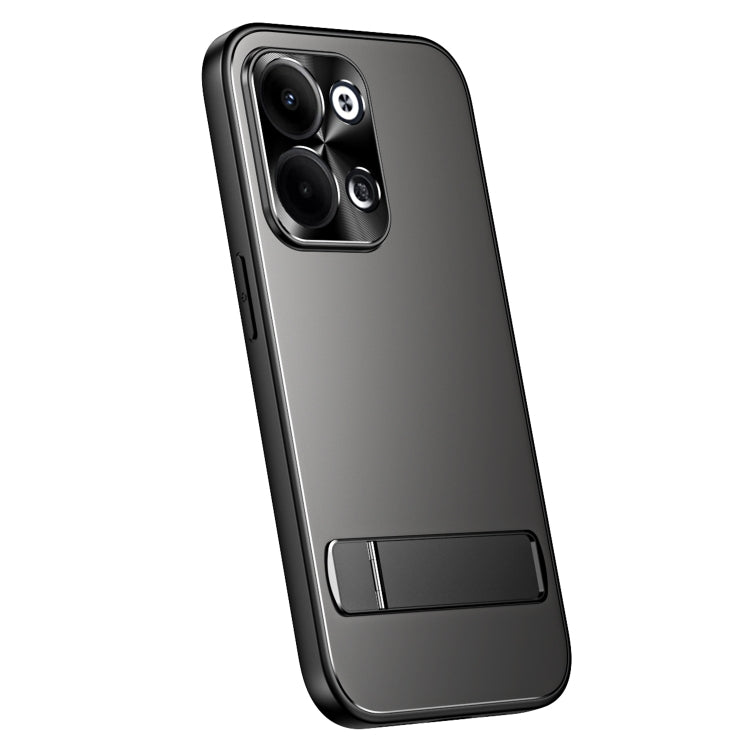 For OPPO Reno9 Pro+ R-JUST RJ-61 Electroplating Frosted TPU + PC Phone Case with Holder(Grey) - OPPO Cases by R-JUST | Online Shopping South Africa | PMC TechLife | Buy Now Pay Later Mobicred
