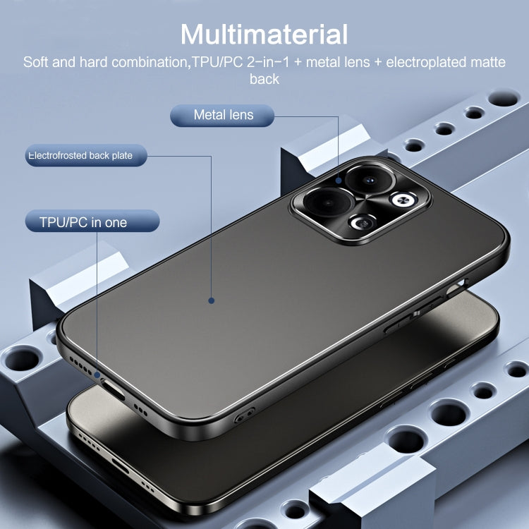 For OPPO Reno9 Pro+ R-JUST RJ-61 Electroplating Frosted TPU + PC Phone Case with Holder(Silver) - OPPO Cases by R-JUST | Online Shopping South Africa | PMC TechLife | Buy Now Pay Later Mobicred