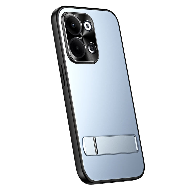 For OPPO Reno9 Pro+ R-JUST RJ-61 Electroplating Frosted TPU + PC Phone Case with Holder(Blue) - OPPO Cases by R-JUST | Online Shopping South Africa | PMC TechLife | Buy Now Pay Later Mobicred