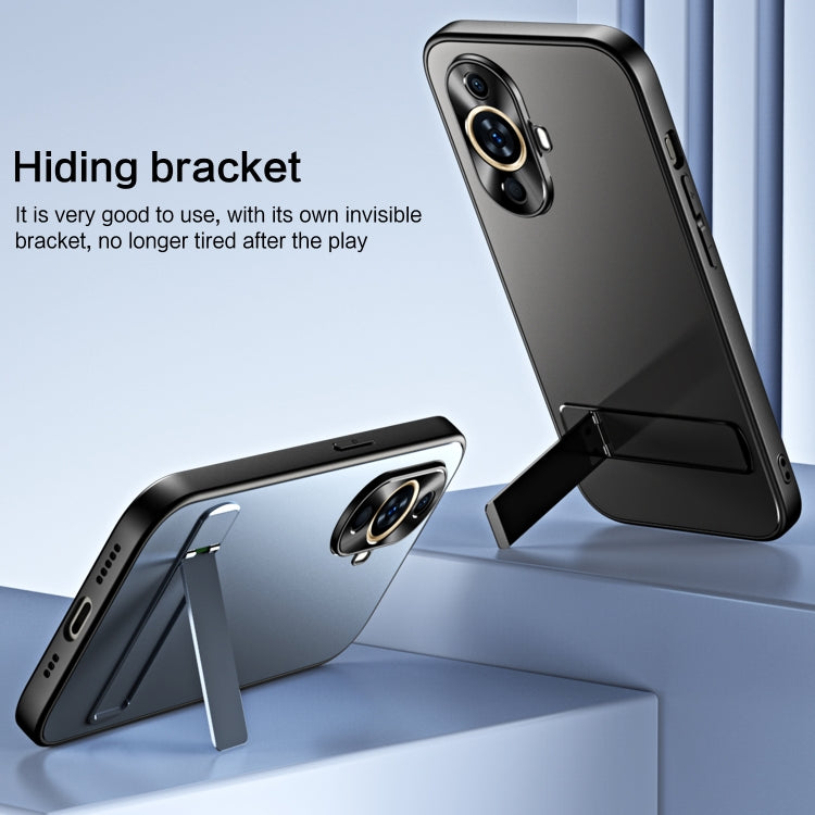 For Huawei nova 11 R-JUST RJ-61 Electroplating Frosted TPU + PC Phone Case with Holder(Silver) - Huawei Cases by R-JUST | Online Shopping South Africa | PMC TechLife | Buy Now Pay Later Mobicred