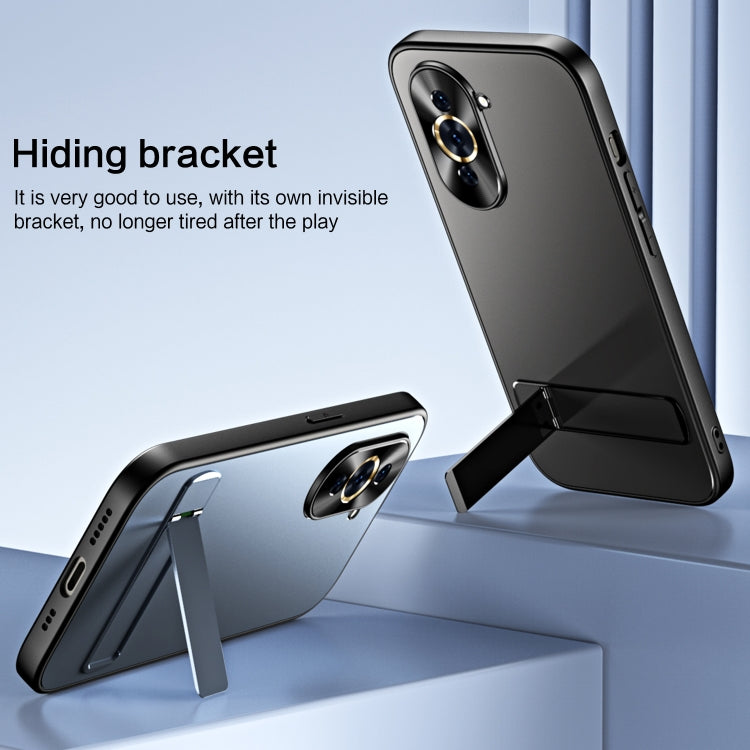 For Huawei nova 10 Pro R-JUST RJ-61 Electroplating Frosted TPU + PC Phone Case with Holder(Silver) - Huawei Cases by R-JUST | Online Shopping South Africa | PMC TechLife | Buy Now Pay Later Mobicred