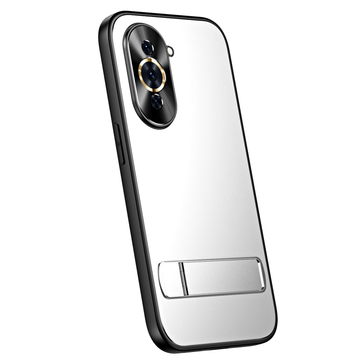 For Huawei nova 10 R-JUST RJ-61 Electroplating Frosted TPU + PC Phone Case with Holder(Silver) - Huawei Cases by R-JUST | Online Shopping South Africa | PMC TechLife | Buy Now Pay Later Mobicred