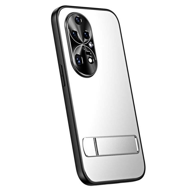 For Huawei P50 R-JUST RJ-61 Electroplating Frosted TPU + PC Phone Case with Holder(Silver) - Huawei Cases by R-JUST | Online Shopping South Africa | PMC TechLife