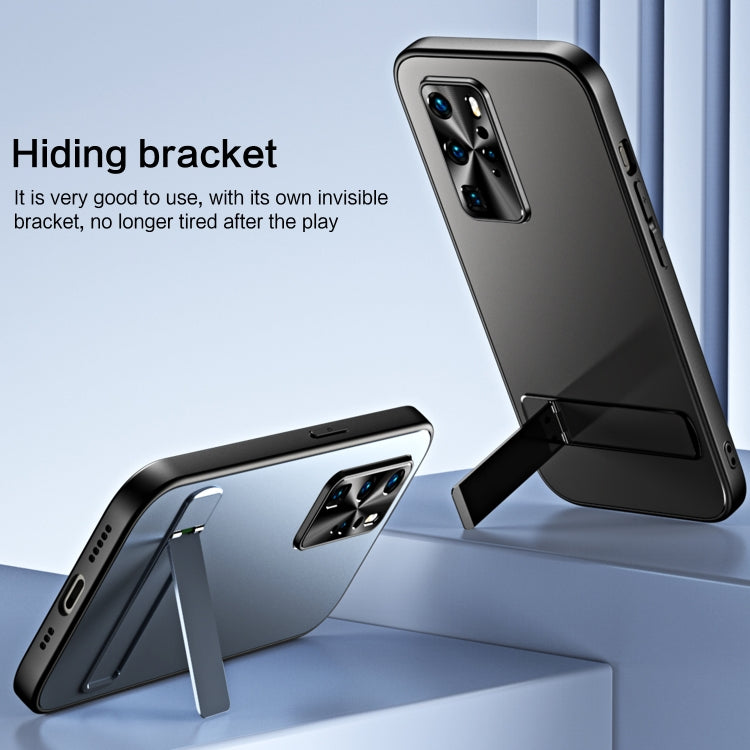 For Huawei P40 R-JUST RJ-61 Electroplating Frosted TPU + PC Phone Case with Holder(Blue) - Huawei Cases by R-JUST | Online Shopping South Africa | PMC TechLife
