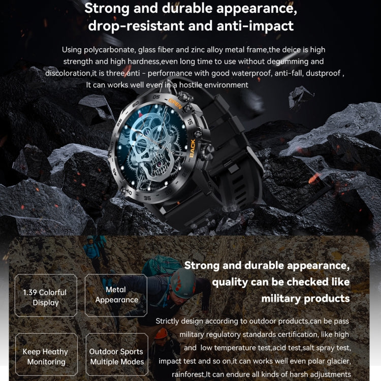 LEMFO K52 1.39 inch IPS Square Screen Smart Watch Supports Bluetooth Calls(Silver Orange) - Smart Watches by LEMFO | Online Shopping South Africa | PMC TechLife | Buy Now Pay Later Mobicred