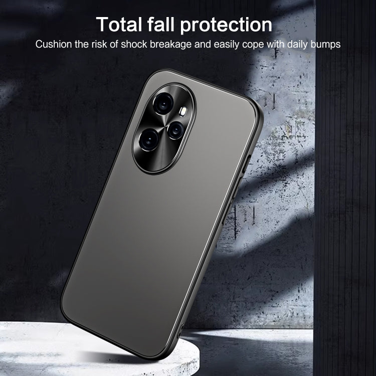 For Honor 100 R-JUST RJ-61 Electroplating Frosted TPU + PC Phone Case with Holder(Blue) - Honor Cases by R-JUST | Online Shopping South Africa | PMC TechLife | Buy Now Pay Later Mobicred