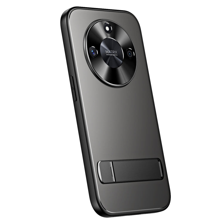 For Honor X50 R-JUST RJ-61 Electroplating Frosted TPU + PC Phone Case with Holder(Grey) - Honor Cases by R-JUST | Online Shopping South Africa | PMC TechLife | Buy Now Pay Later Mobicred