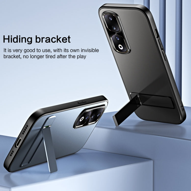 For Honor 90 R-JUST RJ-61 Electroplating Frosted TPU + PC Phone Case with Holder(Blue) - Honor Cases by R-JUST | Online Shopping South Africa | PMC TechLife | Buy Now Pay Later Mobicred