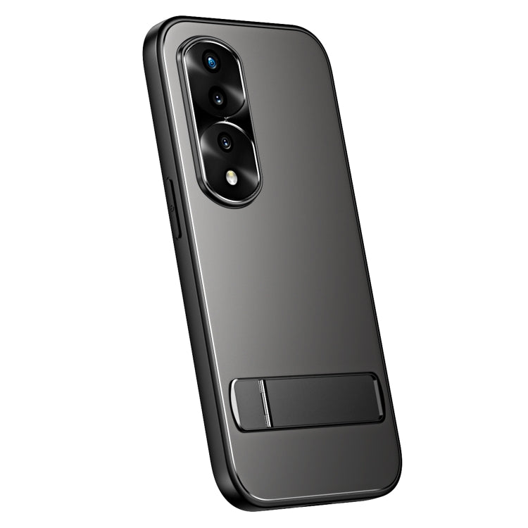 For Honor 70 R-JUST RJ-61 Electroplating Frosted TPU + PC Phone Case with Holder(Grey) - Honor Cases by R-JUST | Online Shopping South Africa | PMC TechLife | Buy Now Pay Later Mobicred