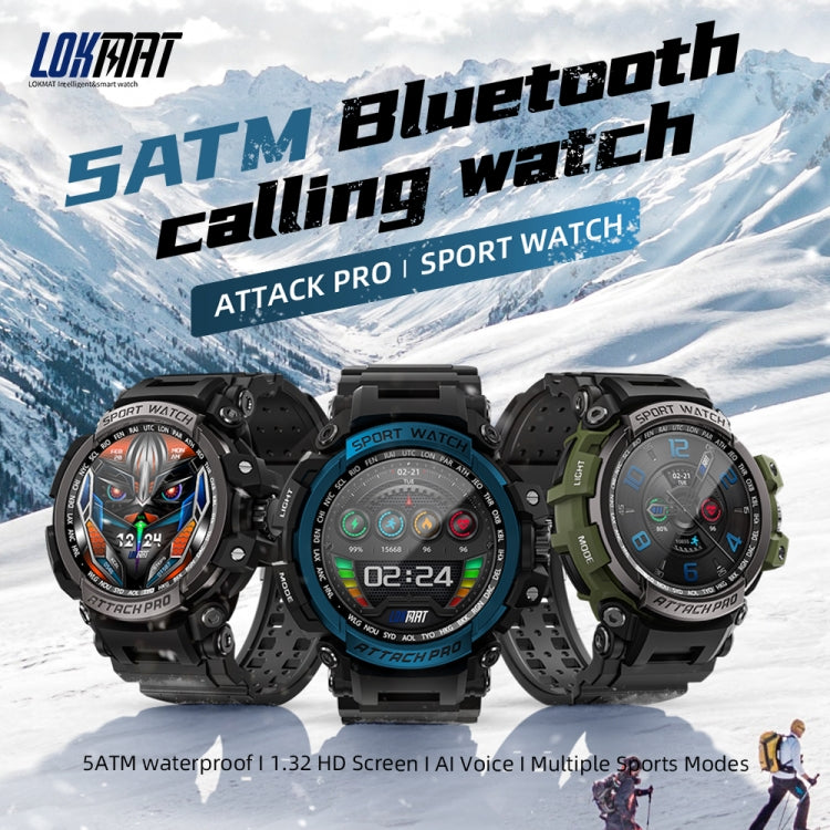 LOKMAT ATTACK 2 Pro 1.39 inch BT5.1 Smart Sport Watch, Support Bluetooth Call / Sleep / Heart Rate / Blood Pressure Health Monitor(Blue Black) - Smart Watches by Lokmat | Online Shopping South Africa | PMC TechLife