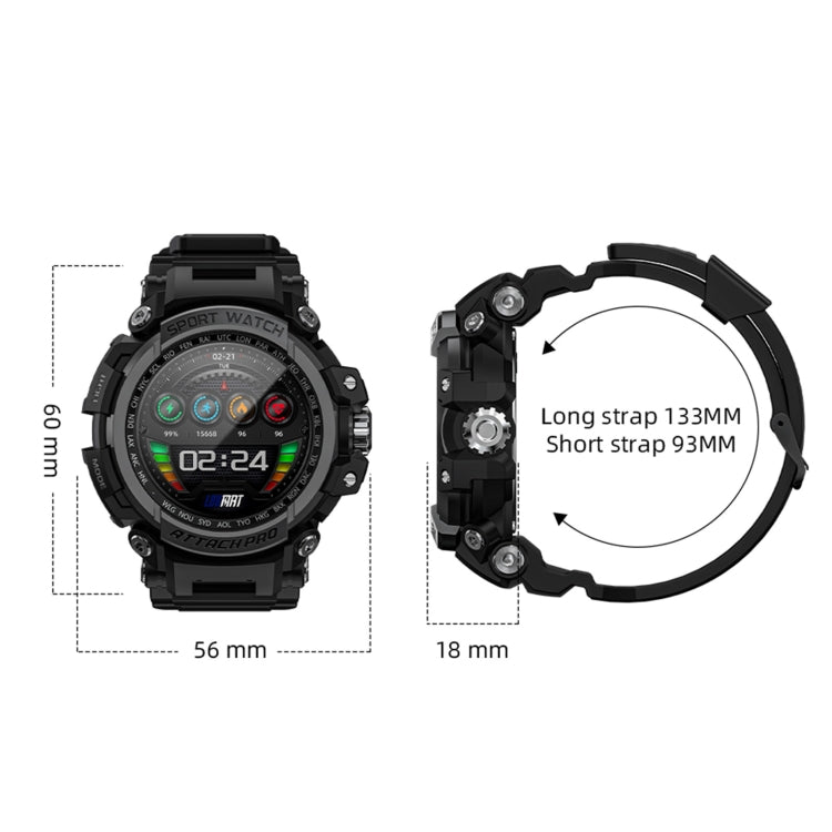 LOKMAT ATTACK Pro 1.32 inch BT5.1 Smart Sport Watch, Support Bluetooth Call / Sleep / Blood Oxygen / Heart Rate / Blood Pressure Health Monitor(Black) - free shipping - PMC TechLife - Order now!