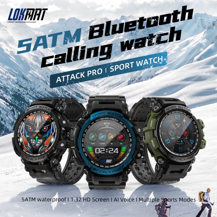 LOKMAT ATTACK Pro 1.32 inch BT5.1 Smart Sport Watch, Support Bluetooth Call / Sleep / Blood Oxygen / Heart Rate / Blood Pressure Health Monitor(Black) - free shipping - PMC TechLife - Order now!