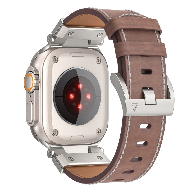 For Apple Watch Ultra 2 49mm Mecha Style Leather Watch Band(Coffee Oil Wax) - free shipping - PMC TechLife - Order now!