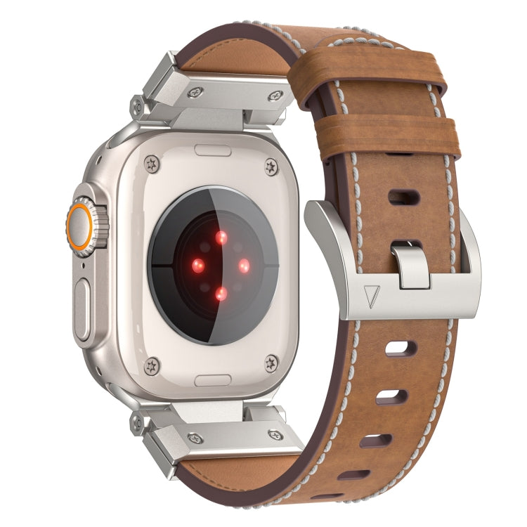 For Apple Watch Ultra 2 49mm Mecha Style Leather Watch Band(Dark Brown) - Watch Bands by PMC TechLife | Online Shopping South Africa | PMC TechLife | Buy Now Pay Later Mobicred