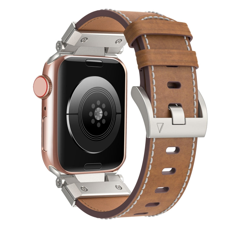 For Apple Watch Series 6 44mm Mecha Style Leather Watch Band(Dark Brown) - Watch Bands by PMC TechLife | Online Shopping South Africa | PMC TechLife