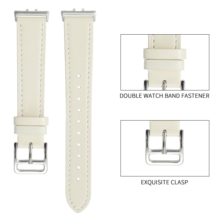 For Samsung Galaxy Fit 3 Sewing Thread Genuine Leather Watch Band(Grey) - Watch Bands by PMC TechLife | Online Shopping South Africa | PMC TechLife
