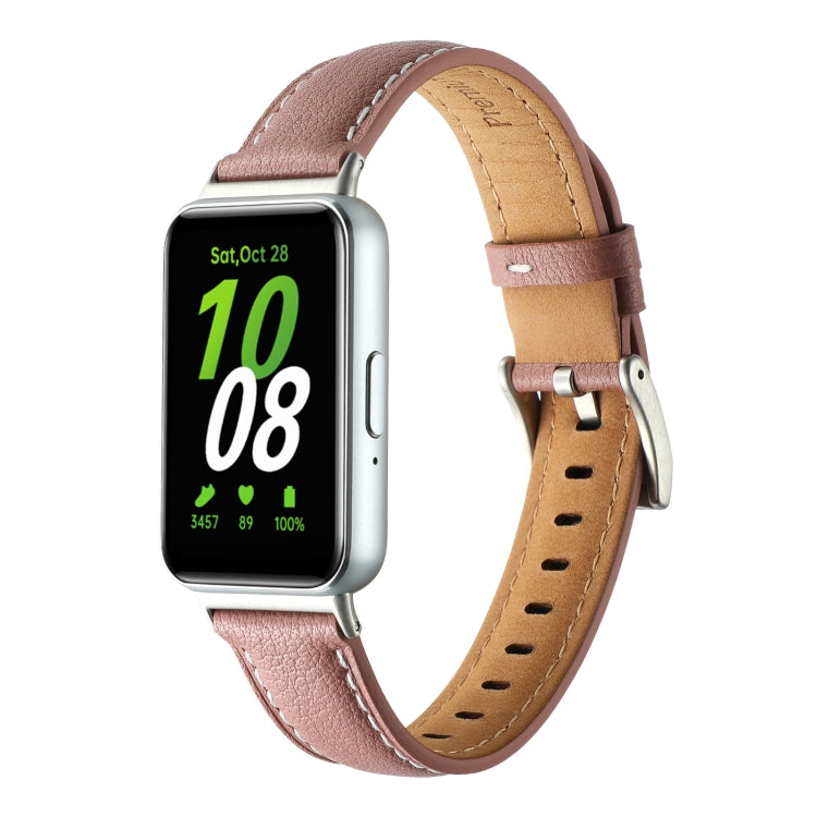 For Samsung Galaxy Fit 3 Pointed Tail Genuine Leather Watch Band(Dark Pink) - Watch Bands by PMC TechLife | Online Shopping South Africa | PMC TechLife | Buy Now Pay Later Mobicred