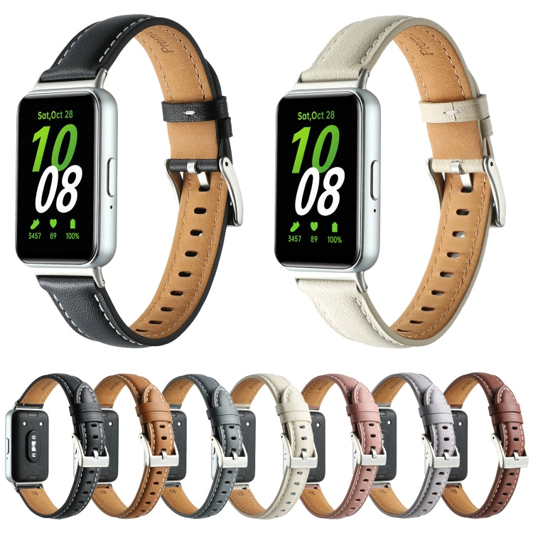 For Samsung Galaxy Fit 3 Pointed Tail Genuine Leather Watch Band(Purple) - free shipping - PMC TechLife - Order now!