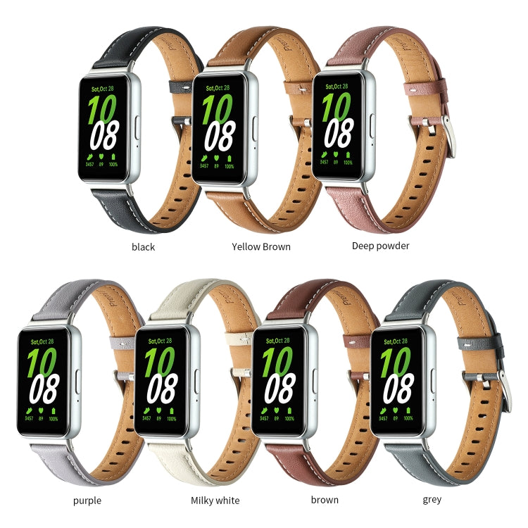 For Samsung Galaxy Fit 3 Pointed Tail Genuine Leather Watch Band(Milky White) - free shipping - PMC TechLife - Order now!