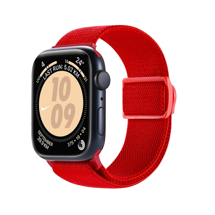 For Apple Watch SE 2023 44mm Carbon Fiber Texture Snap Buckle Nylon Watch Band(Red) - Watch Bands by PMC TechLife | Online Shopping South Africa | PMC TechLife | Buy Now Pay Later Mobicred
