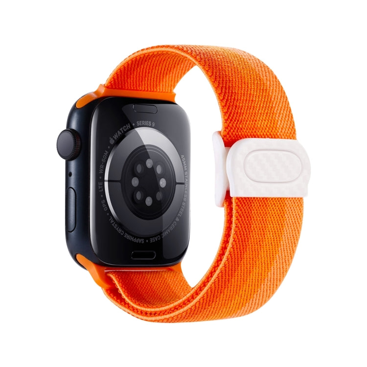For Apple Watch SE 2023 44mm Carbon Fiber Texture Snap Buckle Nylon Watch Band(Gradient Orange) - free shipping - PMC TechLife - Order now!