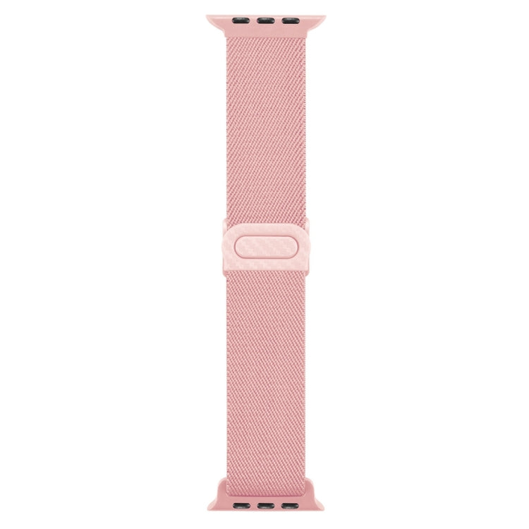 For Apple Watch SE 2023 40mm Carbon Fiber Texture Snap Buckle Nylon Watch Band(Pink) - Watch Bands by PMC TechLife | Online Shopping South Africa | PMC TechLife | Buy Now Pay Later Mobicred