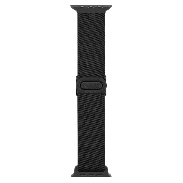 For Apple Watch SE 2023 40mm Carbon Fiber Texture Snap Buckle Nylon Watch Band(Black) - Watch Bands by PMC TechLife | Online Shopping South Africa | PMC TechLife | Buy Now Pay Later Mobicred