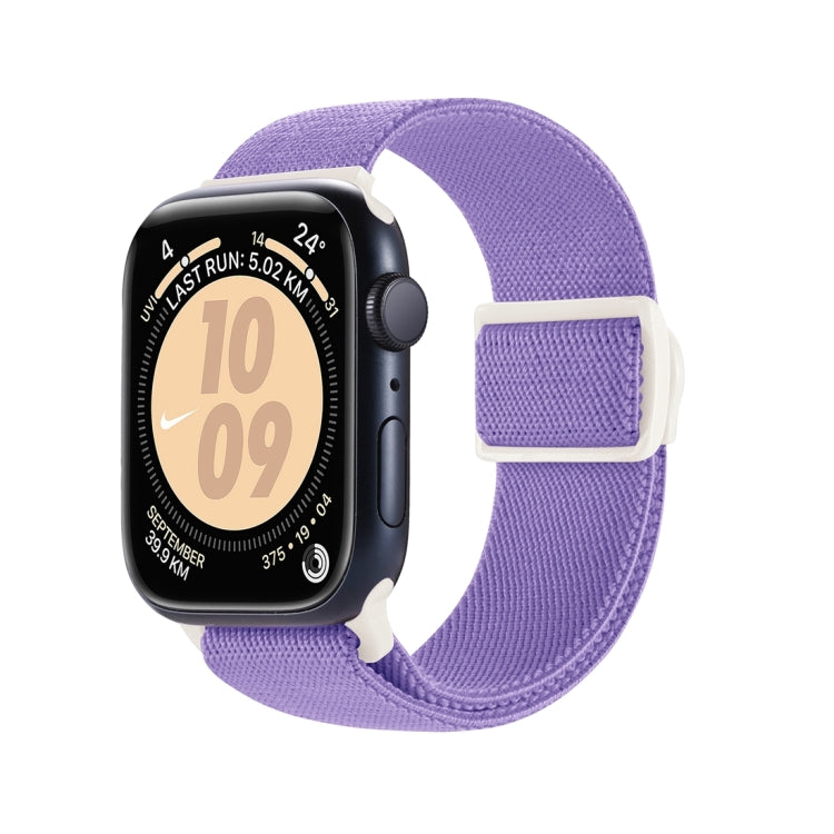 For Apple Watch SE 2023 40mm Carbon Fiber Texture Snap Buckle Nylon Watch Band(Purple) - free shipping - PMC TechLife - Order now!