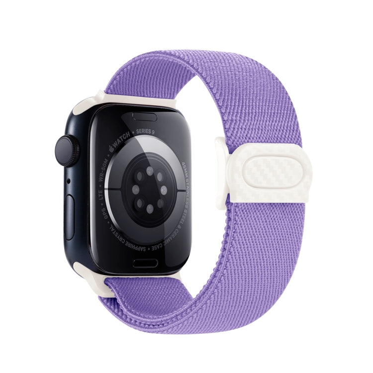 For Apple Watch Ultra 2 49mm Carbon Fiber Texture Snap Buckle Nylon Watch Band(Purple) - free shipping - PMC Jewellery - Order now!