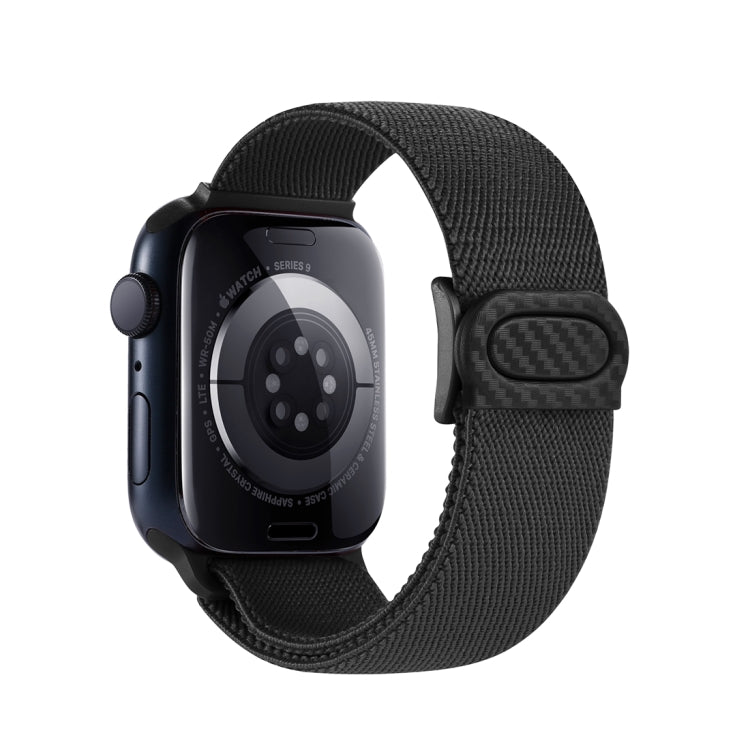 For Apple Watch Ultra 49mm Carbon Fiber Texture Snap Buckle Nylon Watch Band(Black) - Watch Bands by PMC TechLife | Online Shopping South Africa | PMC TechLife | Buy Now Pay Later Mobicred