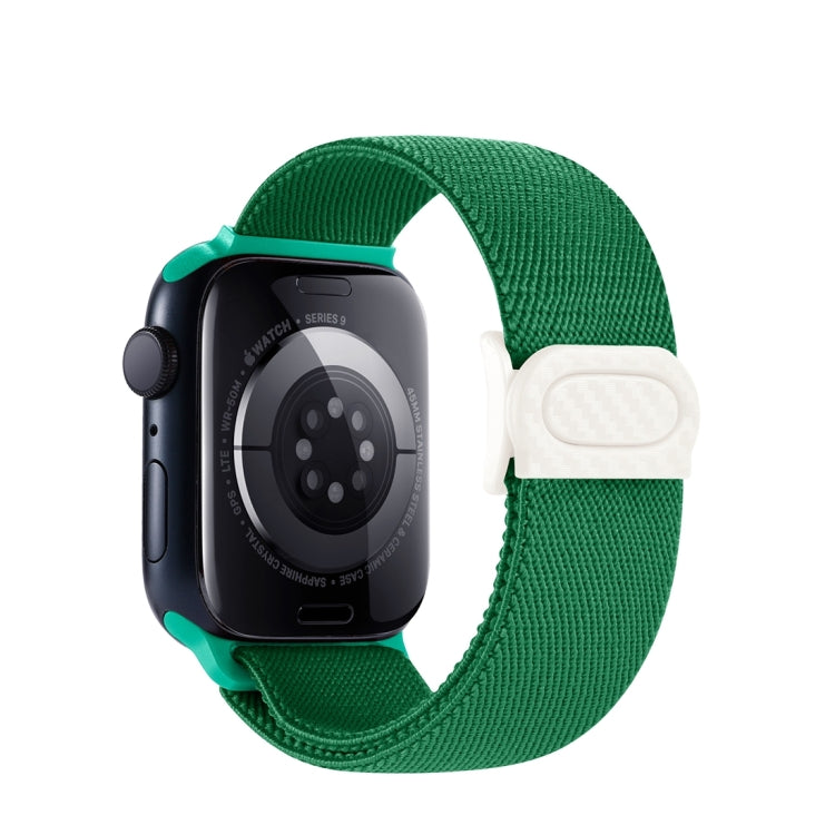 For Apple Watch Series 8 41mm Carbon Fiber Texture Snap Buckle Nylon Watch Band(Green) - Watch Bands by PMC TechLife | Online Shopping South Africa | PMC TechLife | Buy Now Pay Later Mobicred