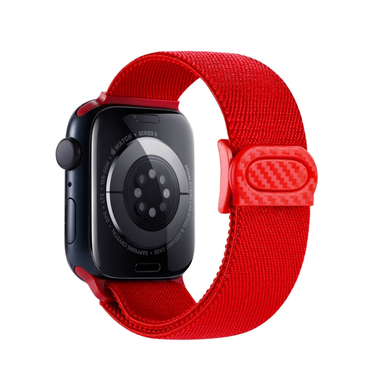 For Apple Watch SE 2022 40mm Carbon Fiber Texture Snap Buckle Nylon Watch Band(Red) - Watch Bands by PMC TechLife | Online Shopping South Africa | PMC TechLife | Buy Now Pay Later Mobicred