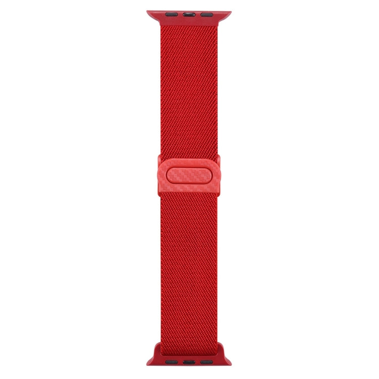 For Apple Watch SE 2022 40mm Carbon Fiber Texture Snap Buckle Nylon Watch Band(Red) - Watch Bands by PMC TechLife | Online Shopping South Africa | PMC TechLife | Buy Now Pay Later Mobicred