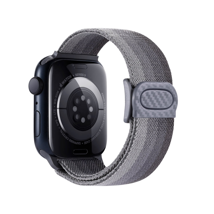 For Apple Watch SE 2022 44mm Carbon Fiber Texture Snap Buckle Nylon Watch Band(Gradient Grey) - free shipping - PMC TechLife - Order now!
