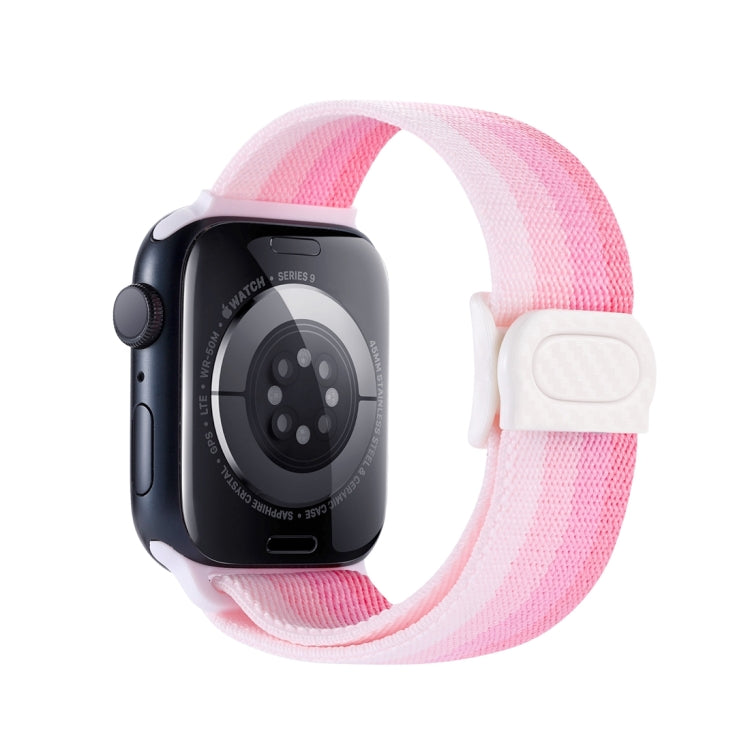 For Apple Watch Series 6 44mm Carbon Fiber Texture Snap Buckle Nylon Watch Band(Gradient Pink) - free shipping - PMC TechLife - Order now!