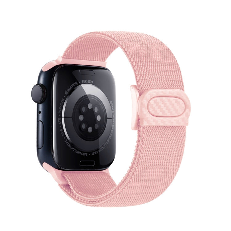 For Apple Watch Series 4 44mm Carbon Fiber Texture Snap Buckle Nylon Watch Band(Pink) - Watch Bands by PMC TechLife | Online Shopping South Africa | PMC TechLife | Buy Now Pay Later Mobicred