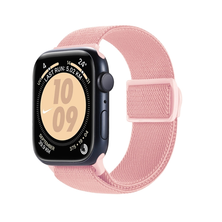 For Apple Watch Series 4 44mm Carbon Fiber Texture Snap Buckle Nylon Watch Band(Pink) - Watch Bands by PMC TechLife | Online Shopping South Africa | PMC TechLife | Buy Now Pay Later Mobicred