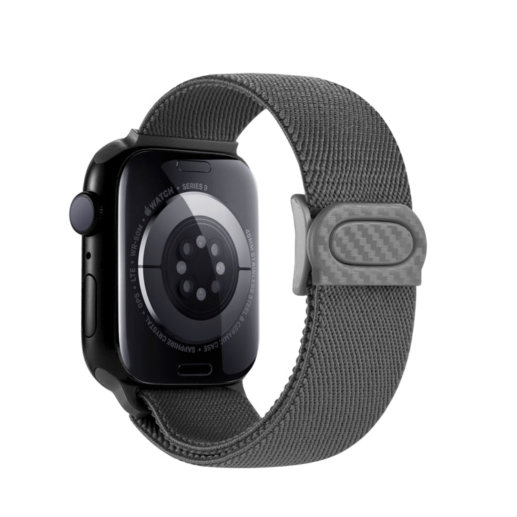 For Apple Watch 38mm Carbon Fiber Texture Snap Buckle Nylon Watch Band(Grey) - Watch Bands by PMC TechLife | Online Shopping South Africa | PMC TechLife | Buy Now Pay Later Mobicred
