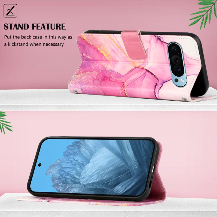 For Google Pixel 9 PT003 Marble Pattern Flip Leather Phone Case(Pink Purple Gold) - Google Cases by PMC TechLife | Online Shopping South Africa | PMC TechLife | Buy Now Pay Later Mobicred