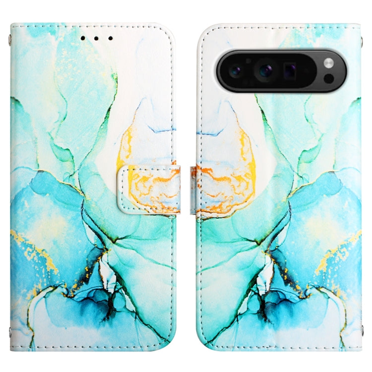 For Google Pixel 9 Pro PT003 Marble Pattern Flip Leather Phone Case(Green) - Google Cases by PMC TechLife | Online Shopping South Africa | PMC TechLife | Buy Now Pay Later Mobicred