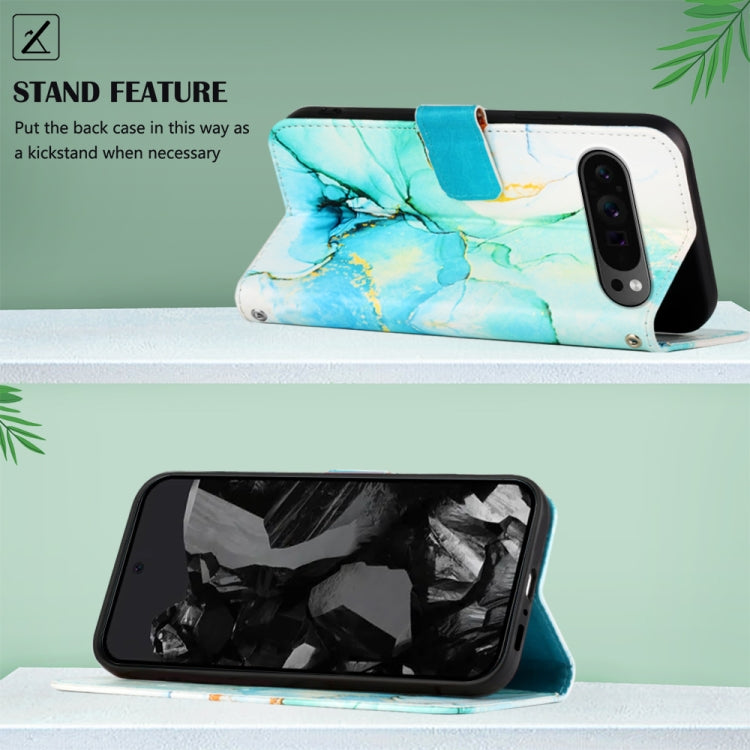 For Google Pixel 9 Pro PT003 Marble Pattern Flip Leather Phone Case(Green) - Google Cases by PMC TechLife | Online Shopping South Africa | PMC TechLife | Buy Now Pay Later Mobicred