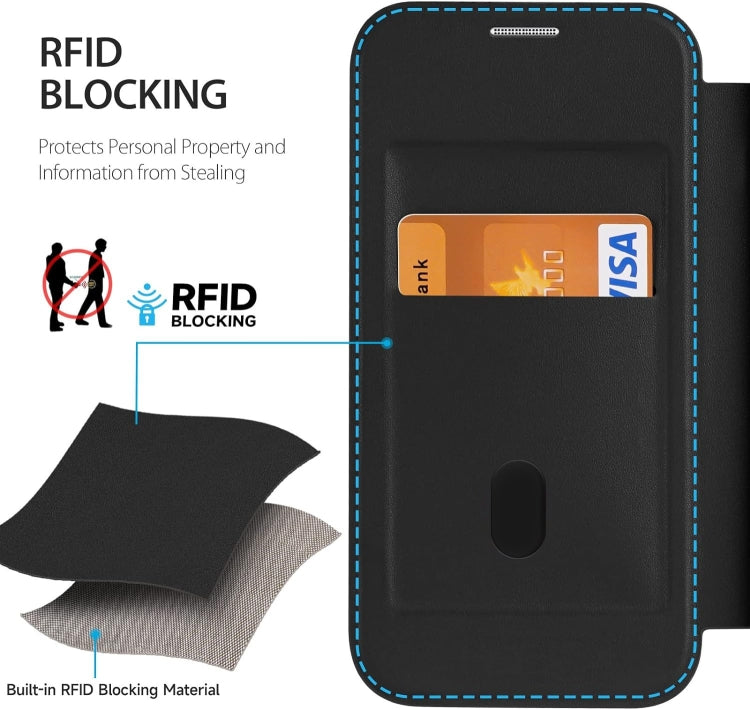 For iPhone 14 Pro Max RFID Blocking Adsorption Flip Leather Phone Case(Khaki) - iPhone 14 Pro Max Cases by PMC TechLife | Online Shopping South Africa | PMC TechLife