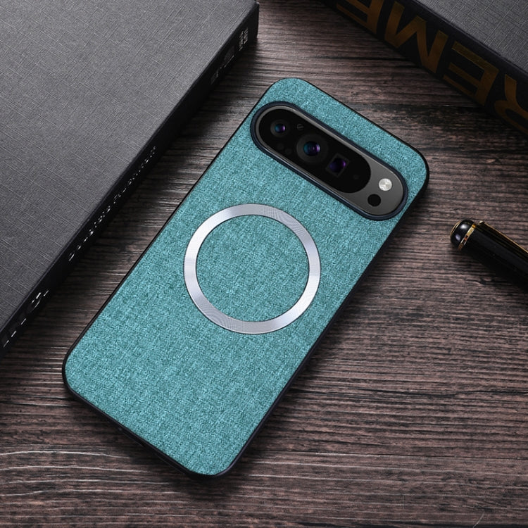 For Google Pixel 9 CD Magnetic Ring Cloth Texture PU Phone Case(Blue) - Google Cases by PMC TechLife | Online Shopping South Africa | PMC TechLife | Buy Now Pay Later Mobicred