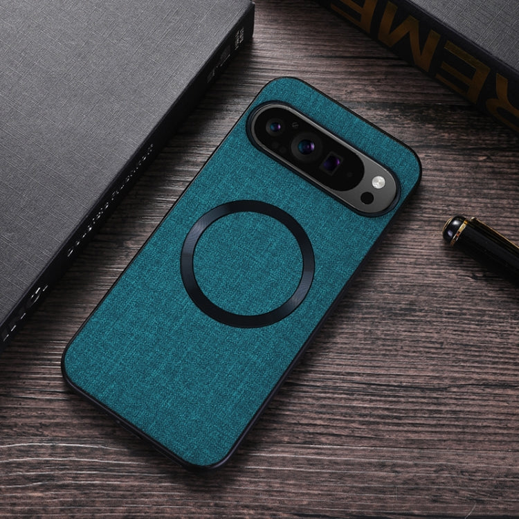 For Google Pixel 9 Pro CD Magnetic Ring Cloth Texture PU Phone Case(Green) - Google Cases by PMC TechLife | Online Shopping South Africa | PMC TechLife | Buy Now Pay Later Mobicred