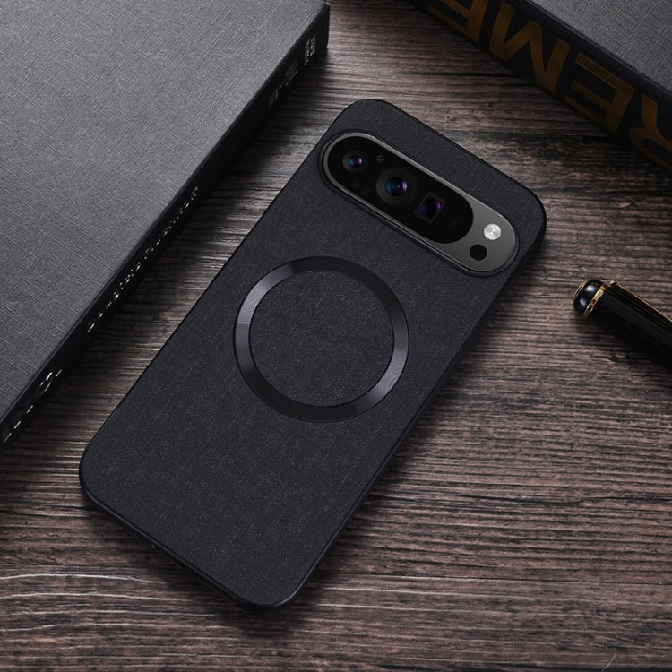 For Google Pixel 9 Pro CD Magnetic Ring Cloth Texture PU Phone Case(Black) - Google Cases by PMC TechLife | Online Shopping South Africa | PMC TechLife | Buy Now Pay Later Mobicred