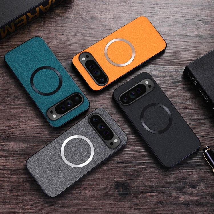 For Google Pixel 9 Pro CD Magnetic Ring Cloth Texture PU Phone Case(Black) - Google Cases by PMC TechLife | Online Shopping South Africa | PMC TechLife | Buy Now Pay Later Mobicred