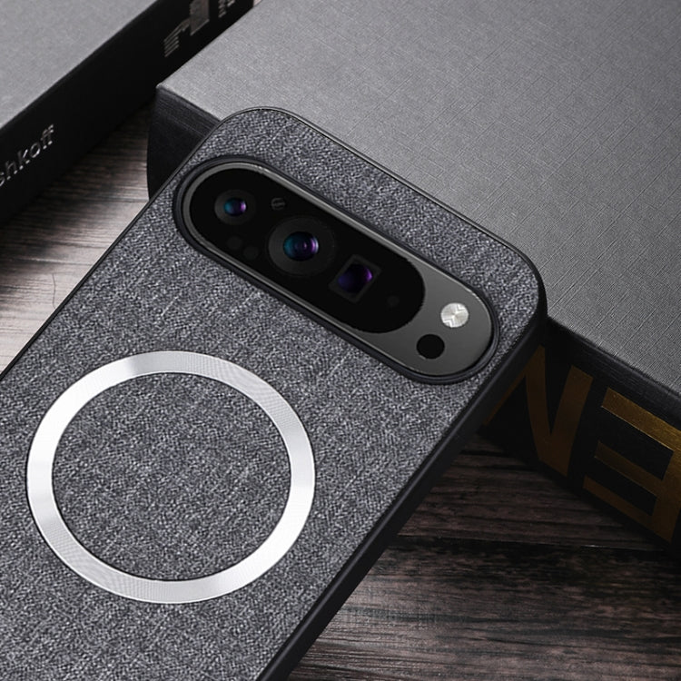 For Google Pixel 9 Pro CD Magnetic Ring Cloth Texture PU Phone Case(Black) - Google Cases by PMC TechLife | Online Shopping South Africa | PMC TechLife | Buy Now Pay Later Mobicred