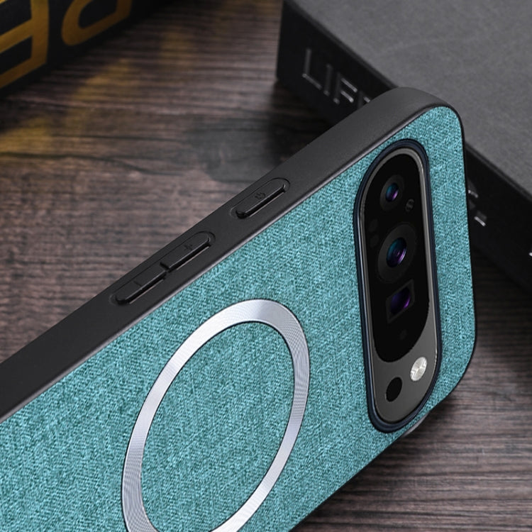 For Google Pixel 9 Pro CD Magnetic Ring Cloth Texture PU Phone Case(Blue) - Google Cases by PMC TechLife | Online Shopping South Africa | PMC TechLife | Buy Now Pay Later Mobicred
