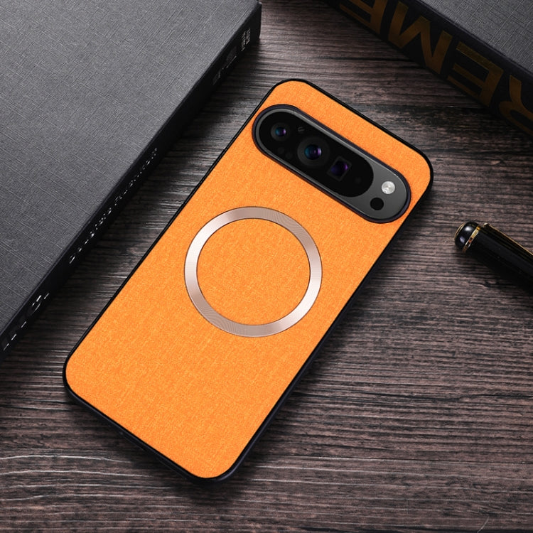 For Google Pixel 9 Pro CD Magnetic Ring Cloth Texture PU Phone Case(Orange) - Google Cases by PMC TechLife | Online Shopping South Africa | PMC TechLife | Buy Now Pay Later Mobicred